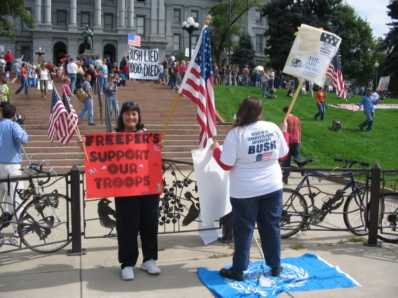 Jan and Jenny at the Anti War Rally in Denver