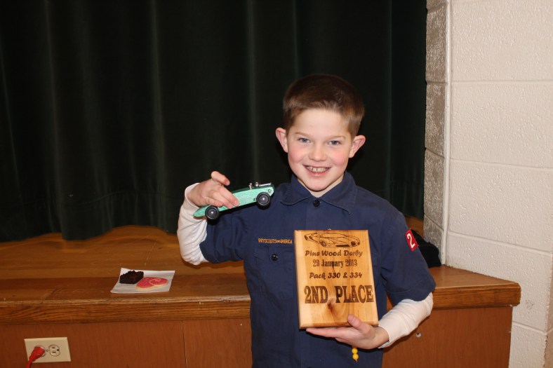 Ben wins second place 2013 pinewood derby